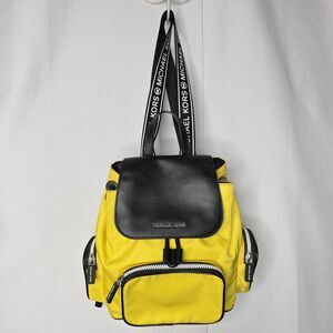 Michael Kors Abbey Lg Cargo Nylon Backpack Yellow Black Casual Preppy Colorful